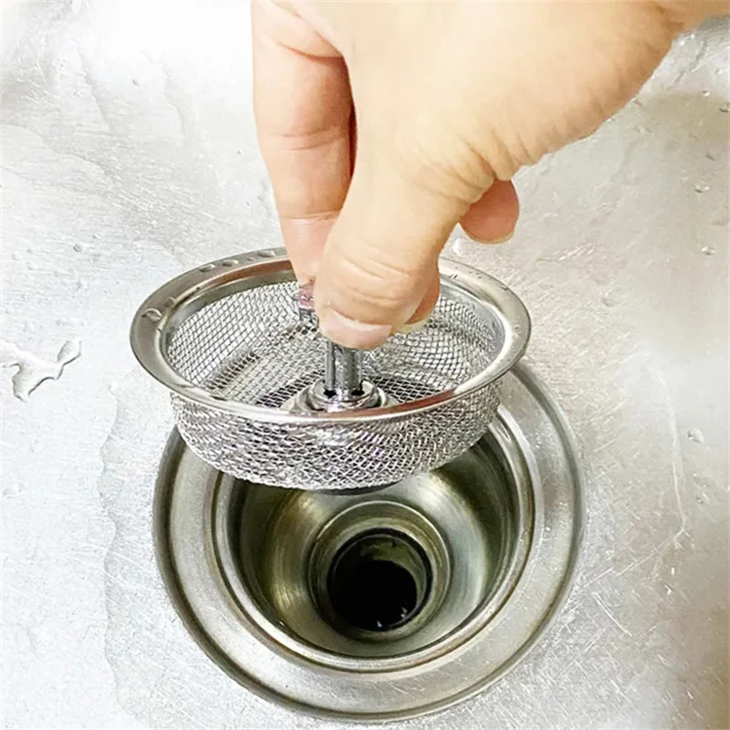 2pcs Kitchen Sink Filter Stainless Steel Sink Sewer Mesh Strainers Kitchen Bathroom Floor Drains Hair Catcher Waste Plug Filter