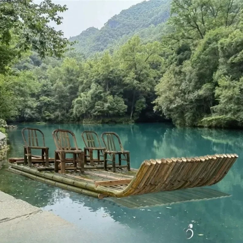 Fishing boat assault boat, catering rafting decoration genuine bamboo rafts