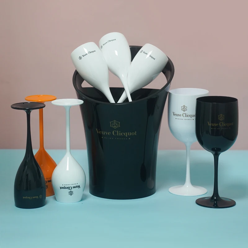 Veuve Clicquot Champagne Flute Plastic Glass Ice Bucket Dishwasher Safety White Acrylic Champagne Imitation Glass Transparent