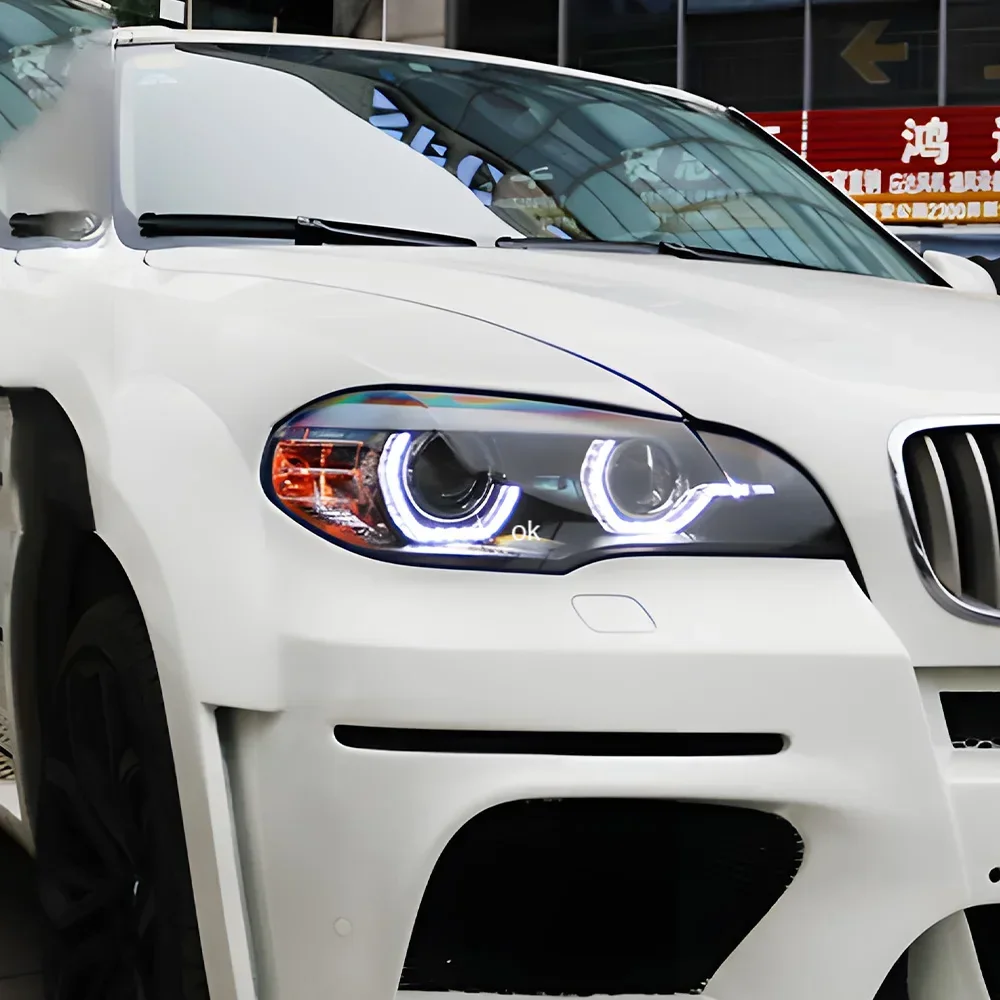 

Для BMW X5 E70 30i 35i 40i 2007-2013 светодиодные передние фонари автомобиля в сборе, обновление DRL, мигающий сигнальный свет, аксессуары для линз проектора
