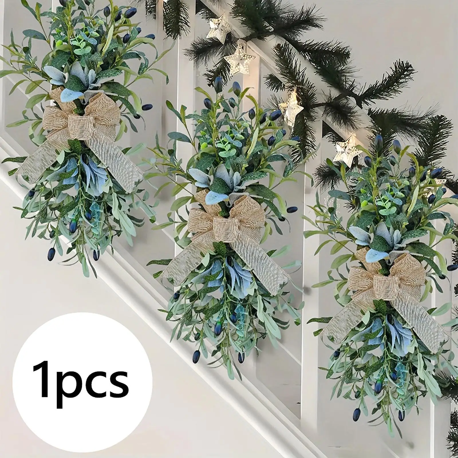 

Искусственный оливковый венок-гирлянда для лестницы, украшение для улицы, праздничный декор