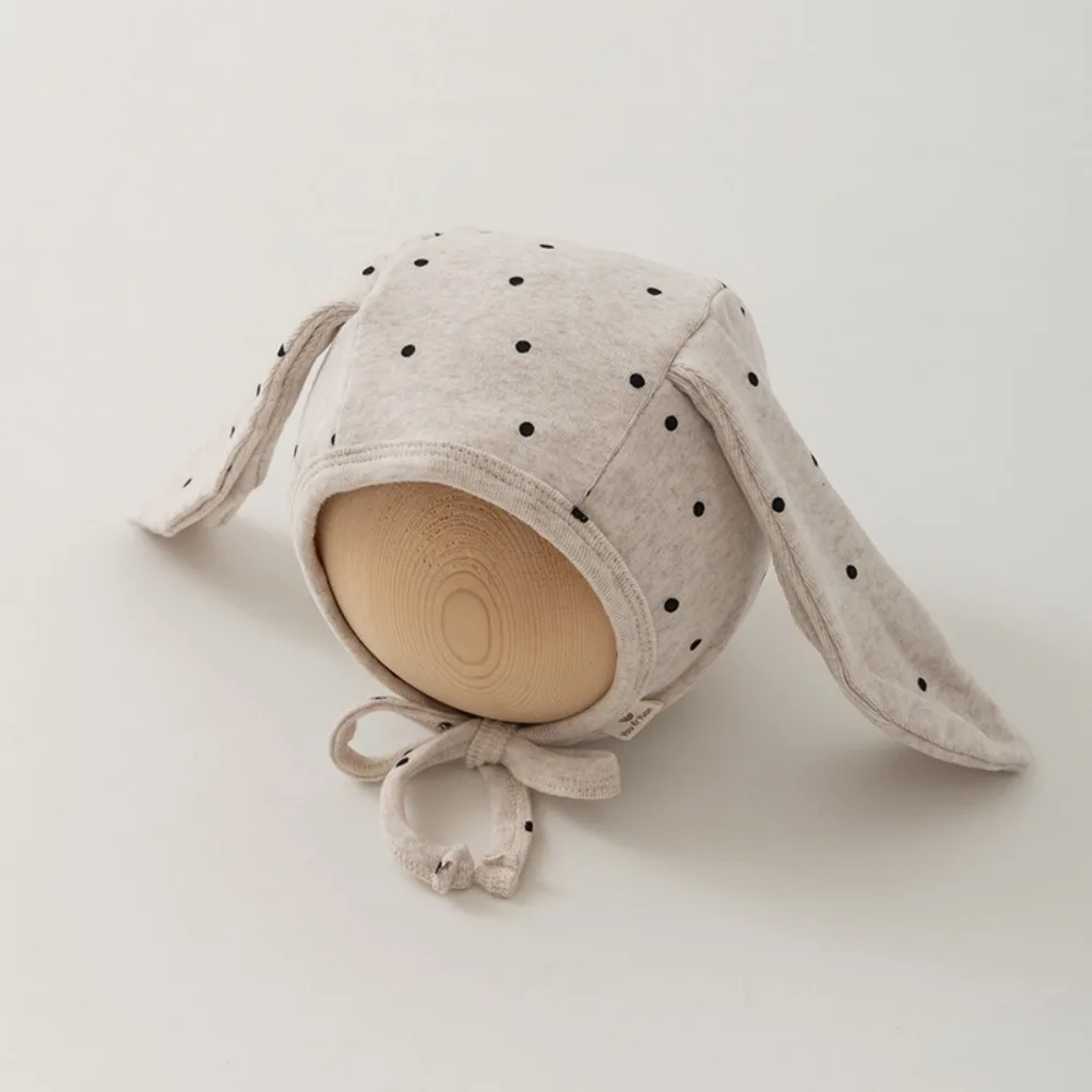 

Cartoon Cute Baby Fetal Cap Polka Dot Cartoon Newborn Rabbit Ear Beanie Hat Soft Tie Strap Infant Bonnet Hat Boys Girls