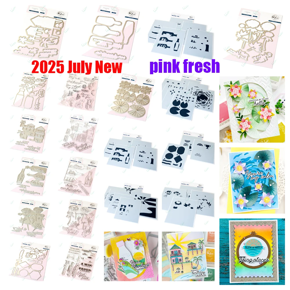 

2025 July New Water Lilies Coastal Paradise Metal Cutting Dies Stamps and Hot Foil Scrapbook Stencil DIY Greeting Card Handmade