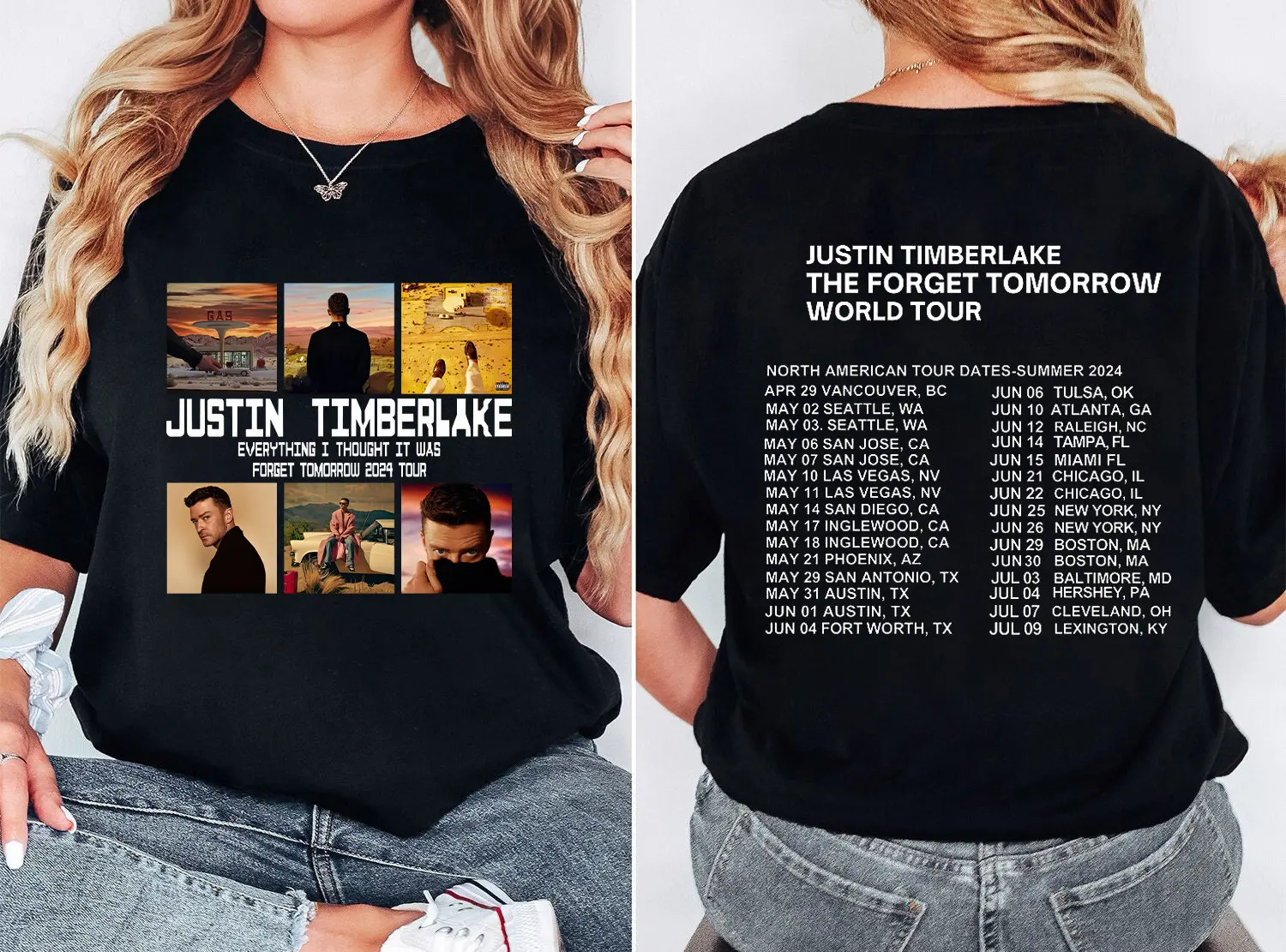 Justin Timberlake Tour T Shirt 2024 Forget Tomorrow World Concert Group