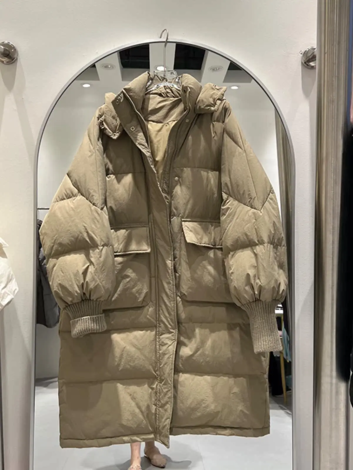 شتاء جديد المرأة أسفل سترة التنقل مقنعين المتضخم يندبروف محبوك أسفل سترة #3