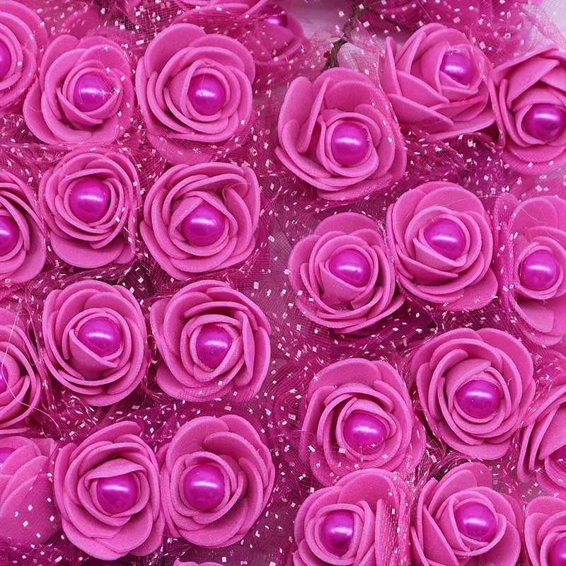 24/72Pcs 3cm Artificial Foam Rose With Pearl Fake Flower Bouquet For Home Wedding Birthday Party Decor Valentine Gifts DIY Craft