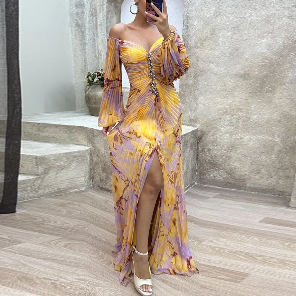 

African Dresses For Women Dashiki Slit Maxi Dress African Clothes Fashion Elegant Dresses Ladies 2024 Spring Africa Clothing