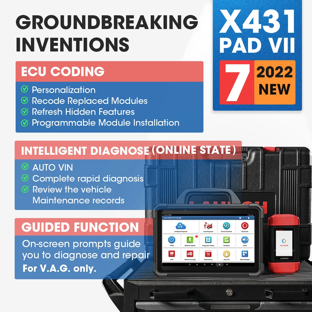 LAUNCH X431PAD 7 PADVII PAD7 Set Automotive Diagnostic Programming Tool All Key Lost Key Programmer Immobilizer X-PROG3 DBSCAR7