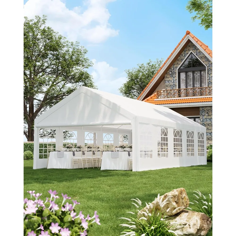 

16x32FT Large Party Tent, Heavy Duty Outdoor Event Tent, with Removable Sidewalls & Church Windows, Wedding Tent