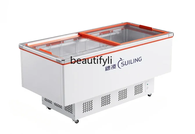 

Freezer Barbecue Display Cabinet Ice Table Seafood Commercial Horizontal Freeze Storage Meatball Spicy Hot Order Refrigerator