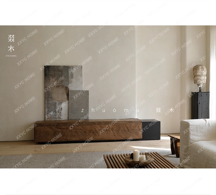 

DV Industrial wind TV cabinet Japanese-style creative Solid wood floor cabinet