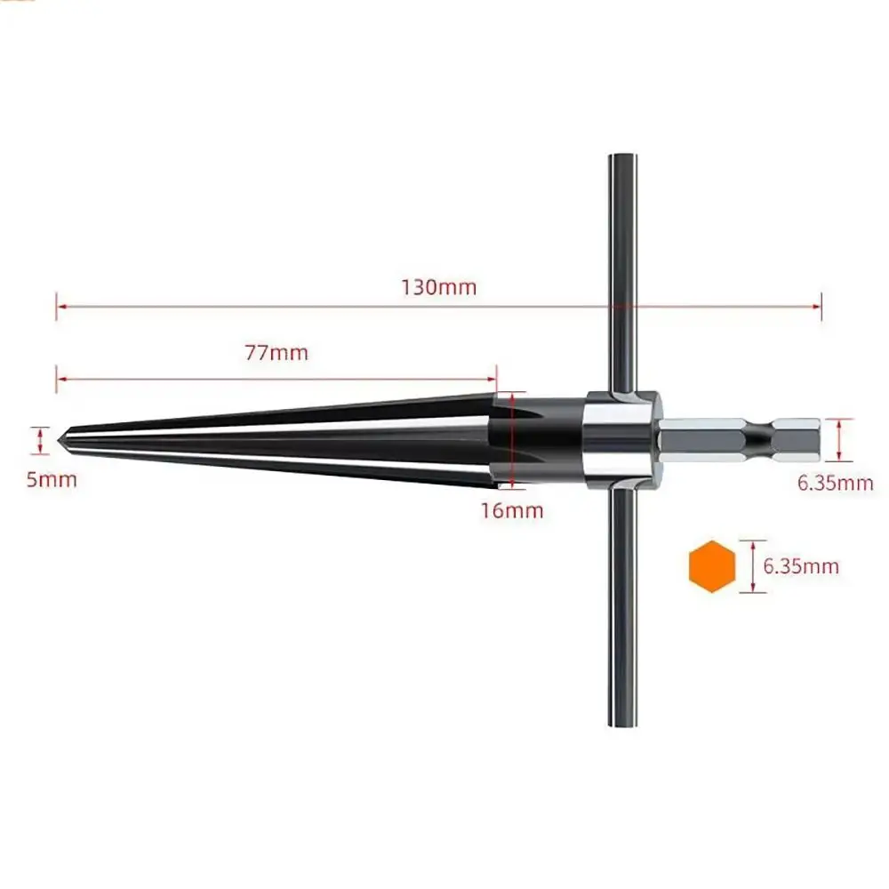 

2Pcs/Set Durable Carbon Steel Tapered Reamer Tool Round Shank 3-13mm 5-16mm Chamfer Taper Reamer Set Handheld Metal Hole Opener