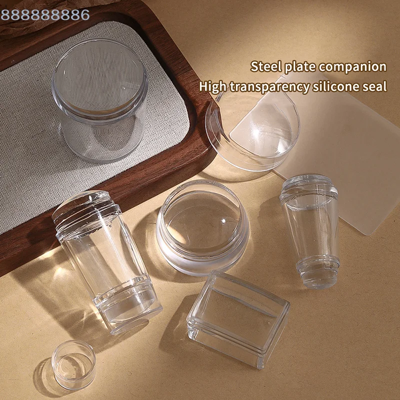 

Silicone Transparent Nail Art Stamping Kit French For Manicure Plate Stamp Polish Stencil Template Seal Stamper Scraper