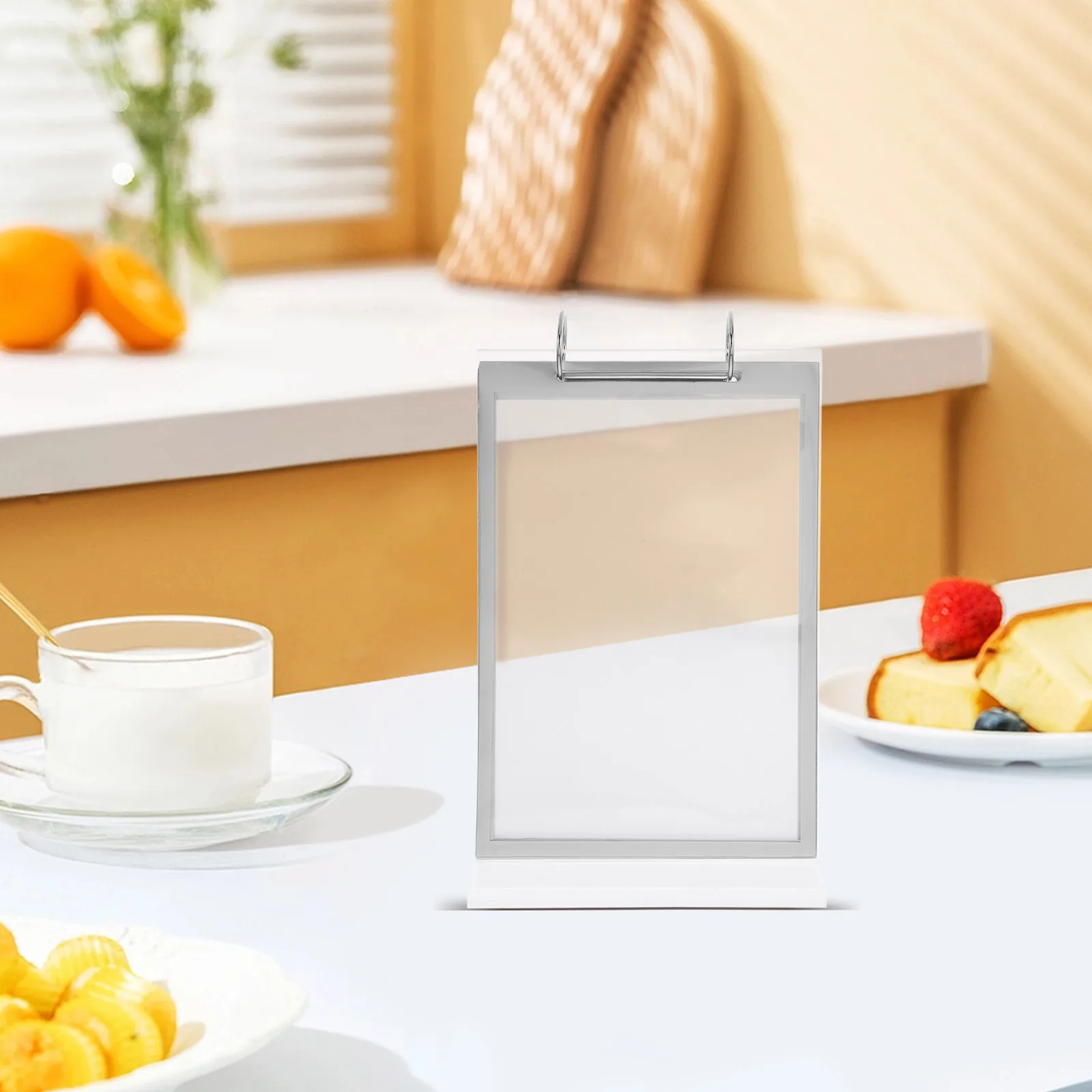 

Multifunctional Acrylic Table Stand Menu Display Flip Desktop Sign High Transparency Compact Space-Saving For Restaurants (A5)