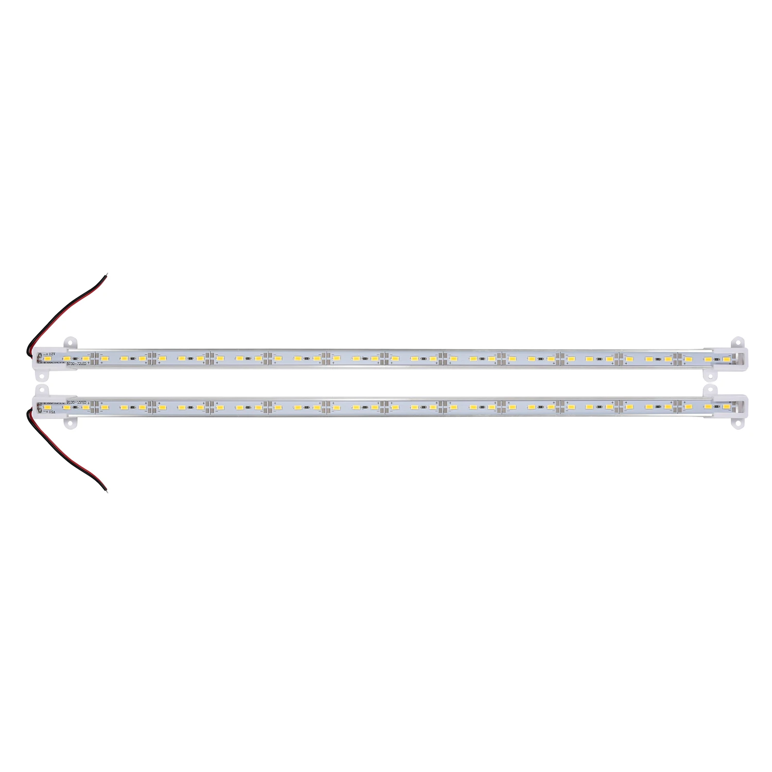 2x 50CM 12V 36 LED 5630 SMD Hard Strip Light Aluminum Shell With End Cap Warm White