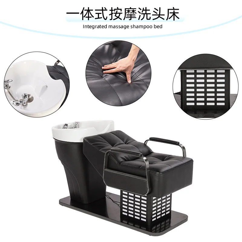 Cross-border barber shop special shampoo bed salon hair salon ceramic basin hair shop flushing bed semi-reclining shampoo bed