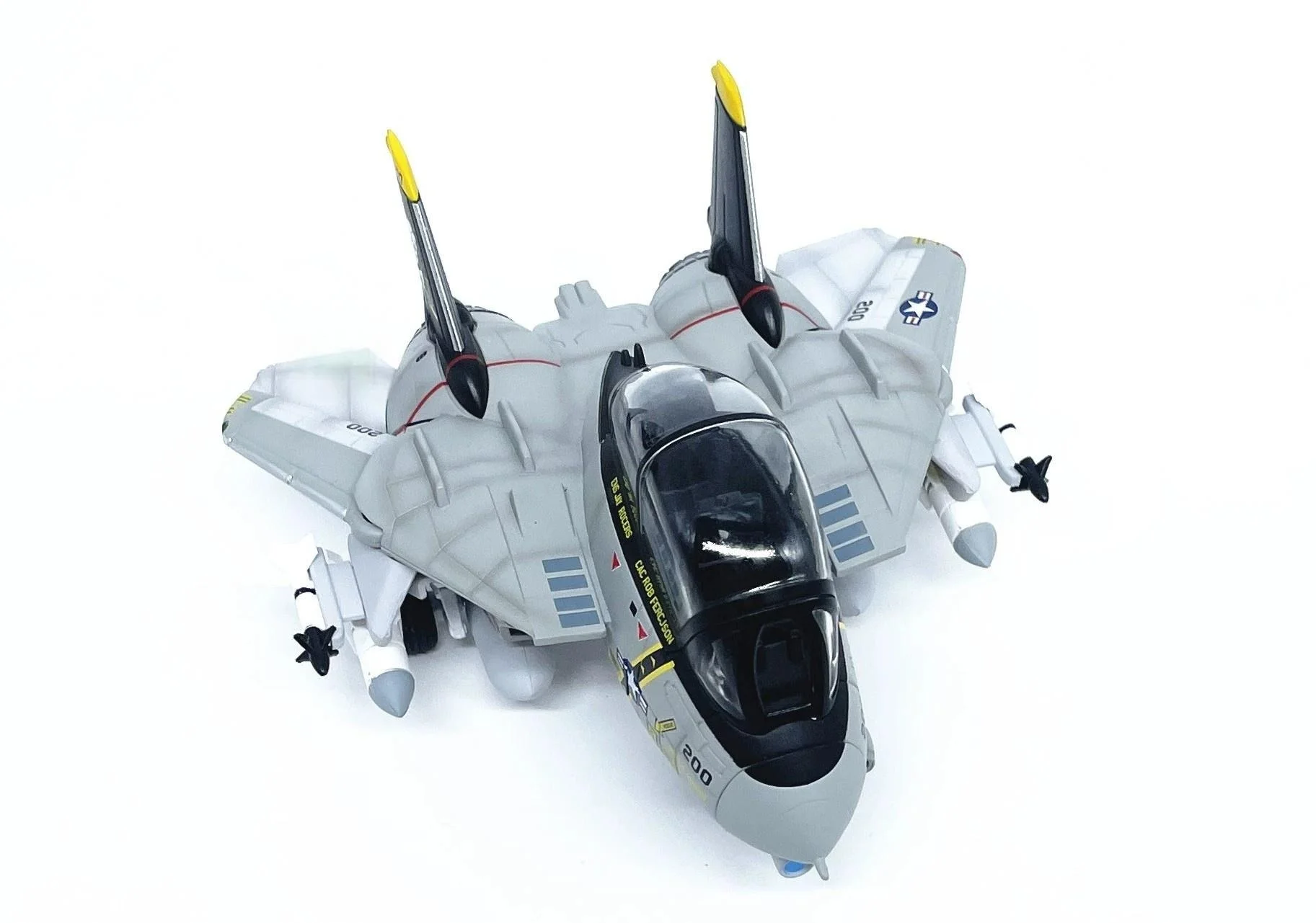 Q-version Variable Wing F14 Tomcat Fighter VF84 Pirate Flag Alloy Airplane Model Ornament Cartoon Style Holiday Gift Collection