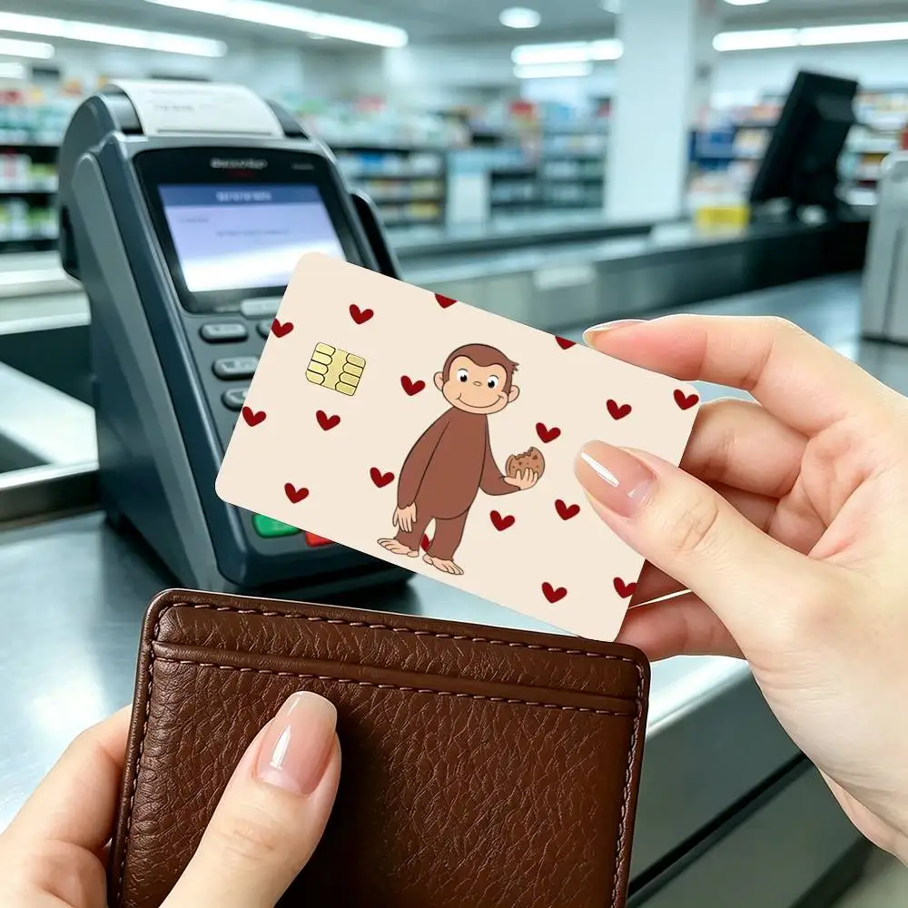 Curious George  Credit Card HD Stickers Game Card Decal Small Chip Waterproof Sticker Gift