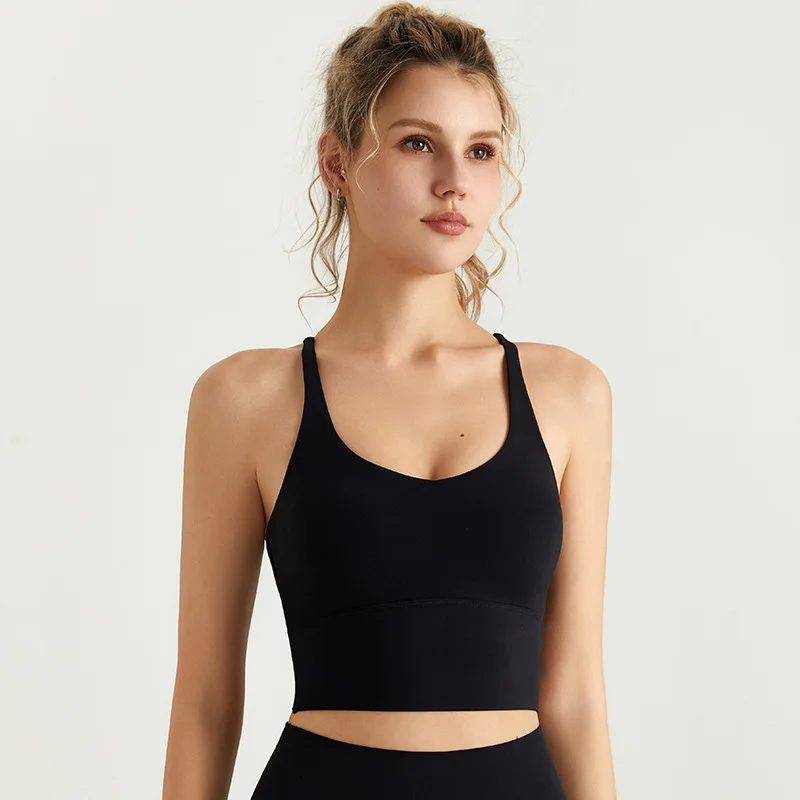 SHINBENE Women's Outerwear Integrated Sports Tank Top - Fitness Anti-shock Cross-back Beautiful Back Yoga Underwear