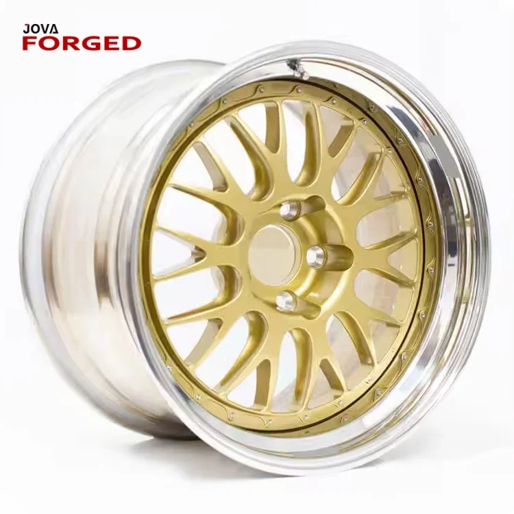 Japan Racing 2 Piece Wheels Deep Dish 5x100 5x120 Rim 18x9.5 Frozen Gloss Gold Wheel For Sports Car Golf Car E-Class Series