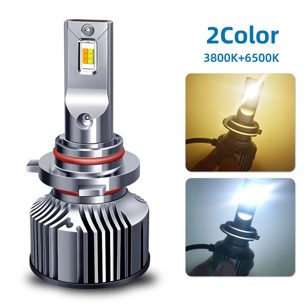 

2PCS H4 LED Headlight Bulb 80W, Dual Color Switchable 12V/24V Universal for Truck Semi Lorry Bus, Also Fit H7 H11 9005 9006