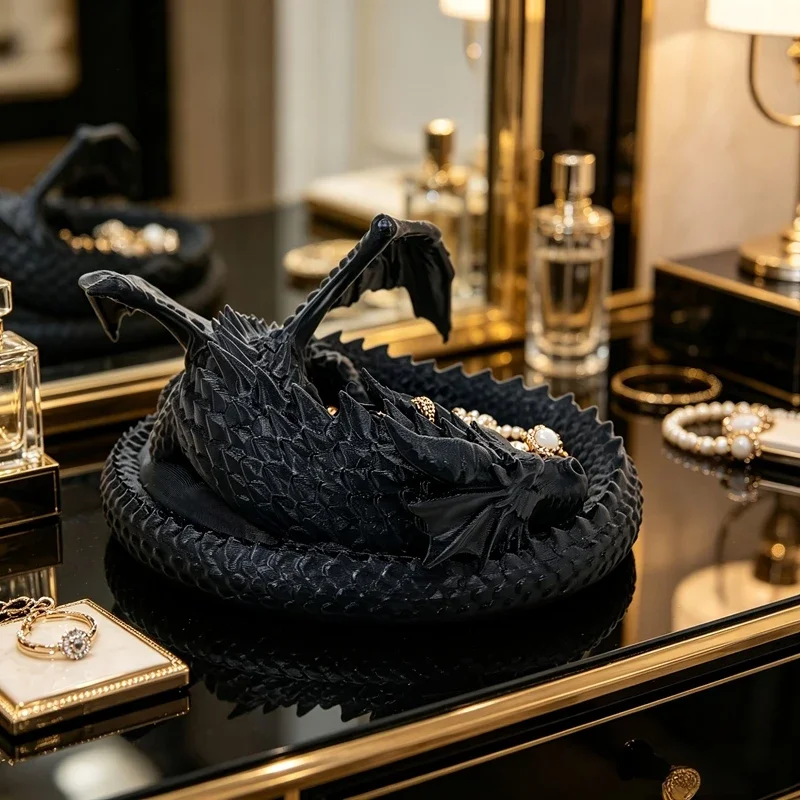 Bandeja de Almacenamiento de Joyas con Diseño de Dragón Guardián, Estilo Gótico 3D, para Exhibición de Anillos y Collares