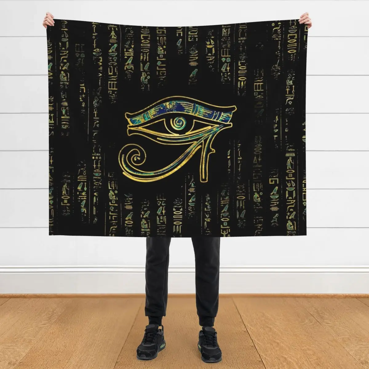 

Egyptian Eye of Horuson hieroglyphics gold and marble Throw Blanket Plush Summer Beddings bed plaid Blankets