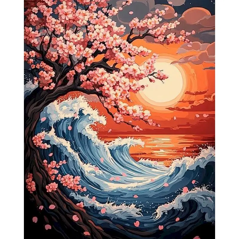 

Наборы для рисования по номерам GATYZTORY: Пейзаж с волнами, декор для дома, рисование по номерам, изображение заката на холсте, ручная роспись