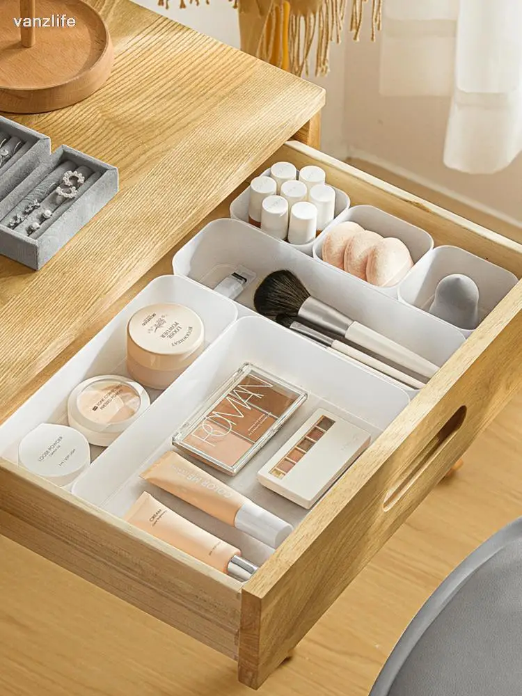 vanzlife Drawer storage box, built-in compartment sorting box, artifact desktop stationery, small partition box in the kitchen