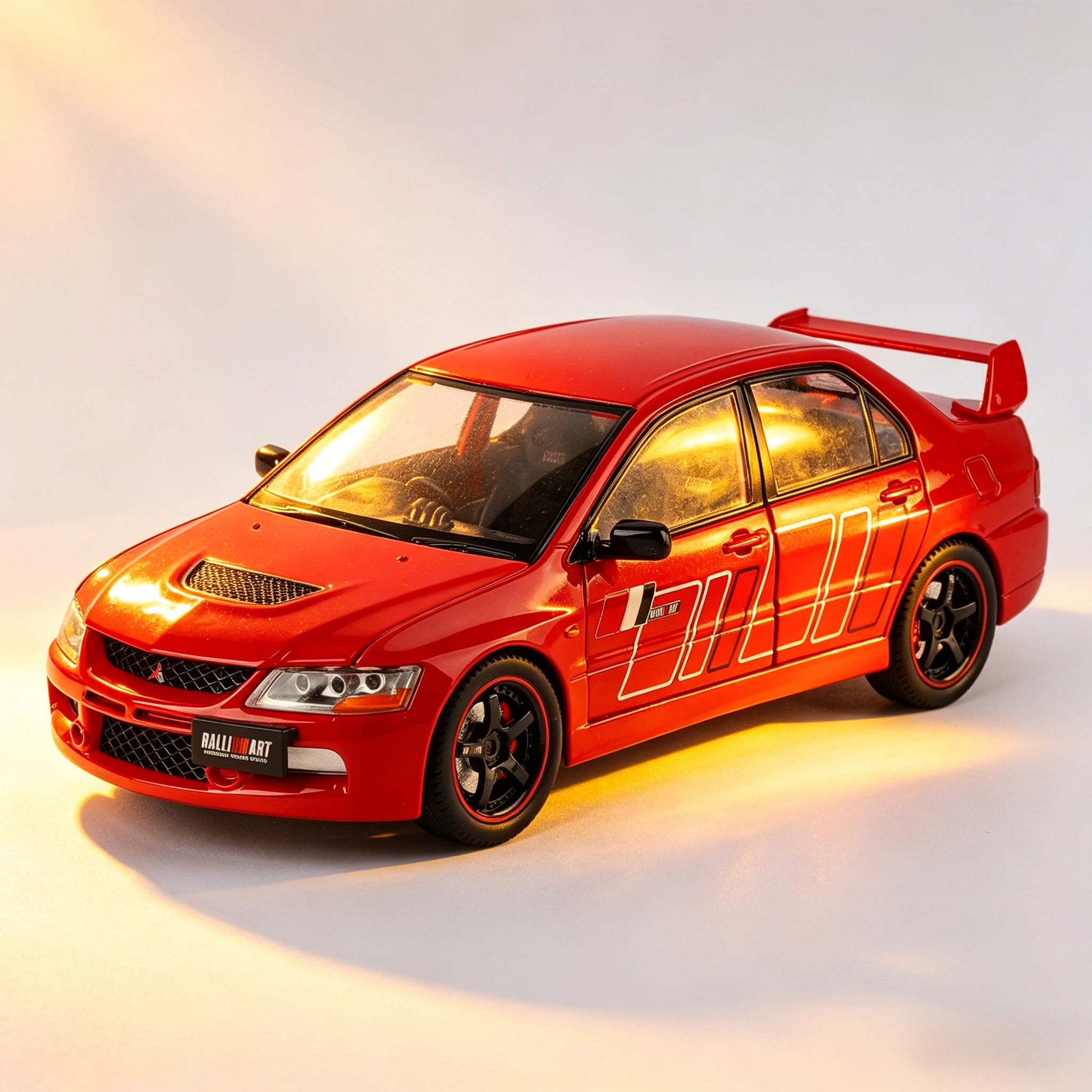 

1:24 EVO9 Latte Edition Model Car Toys Alloy Diecast Doors Opened Sound Light Pull Back Ornament Toy Vehicles for Kids Gift