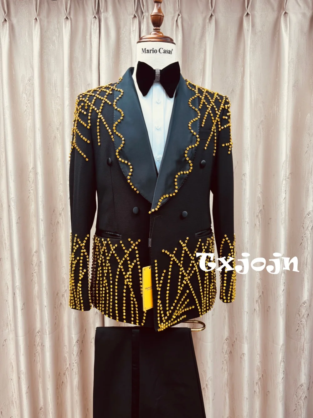

Man Exquisite Beaded Suit Set 2 Pieces Jacket Pants Party Prom Wear Double Breasted Men's Tuxedo Wedding Clothes Premium Suits