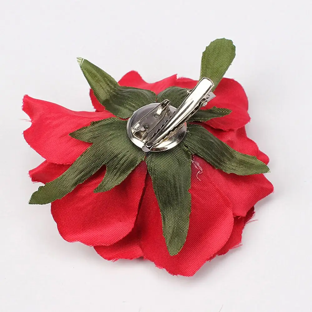 Rose Flower Hair Clips Fashion Fluffy Rose Aalligator Clip Backing Brooch Pins Accessories For Women Girl Bridal