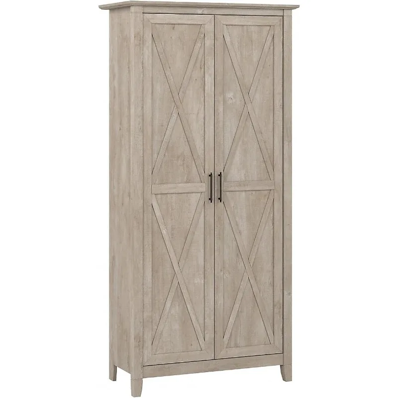 Key West Tall Storage Cabinet with Doors in Washed Gray