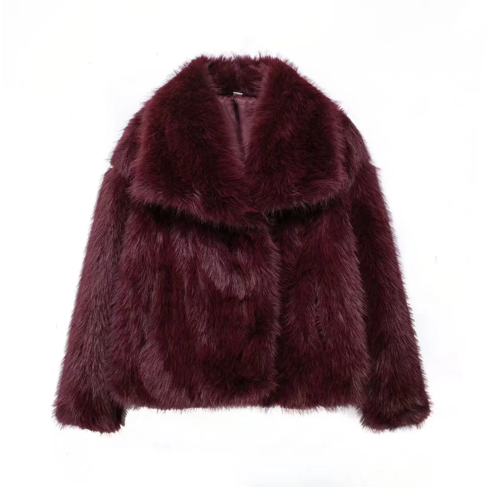Faux Fur Coat Women Solid Fur Jacket Turn Down Collar Long Sleeve Single Breasted Loose Thick Warm Fur Casual 2025 Autumn Winter