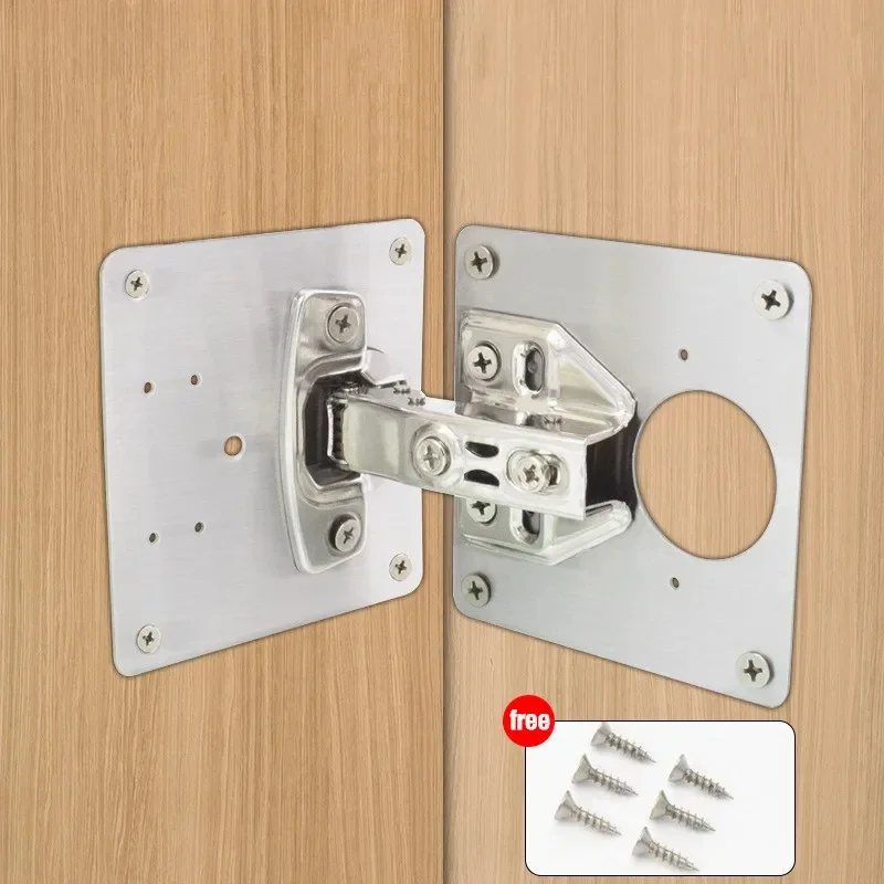 2025 1/2/4/8PCS Hinge Repair Plate Resistant Stainless Steel Furniture Mounted Plate Cabinet Door Hinges Repair Mount Tool