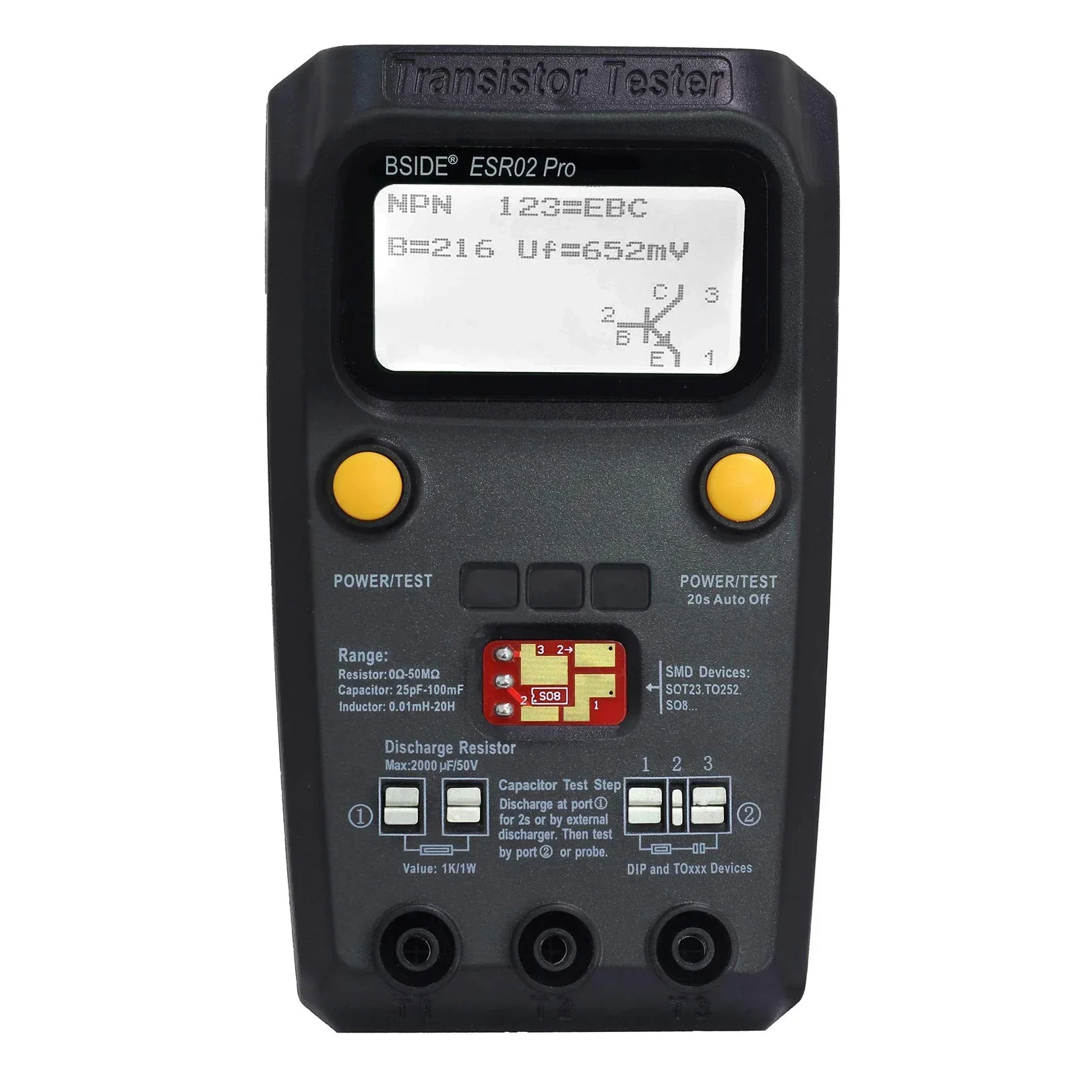 

Capacitance Inductance MOSFET NPN PNP Triac MOS Detector SMD Components Checker Diode Triode Resistor Digital Transistor Tester