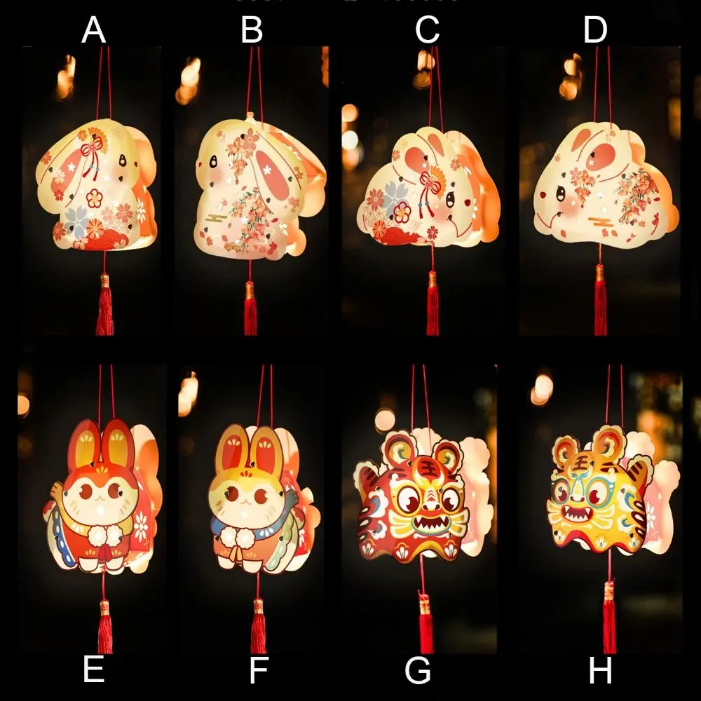 Linterna china de mediados de otoño hecha a mano, forma de conejo, linterna de conejito con luz LED