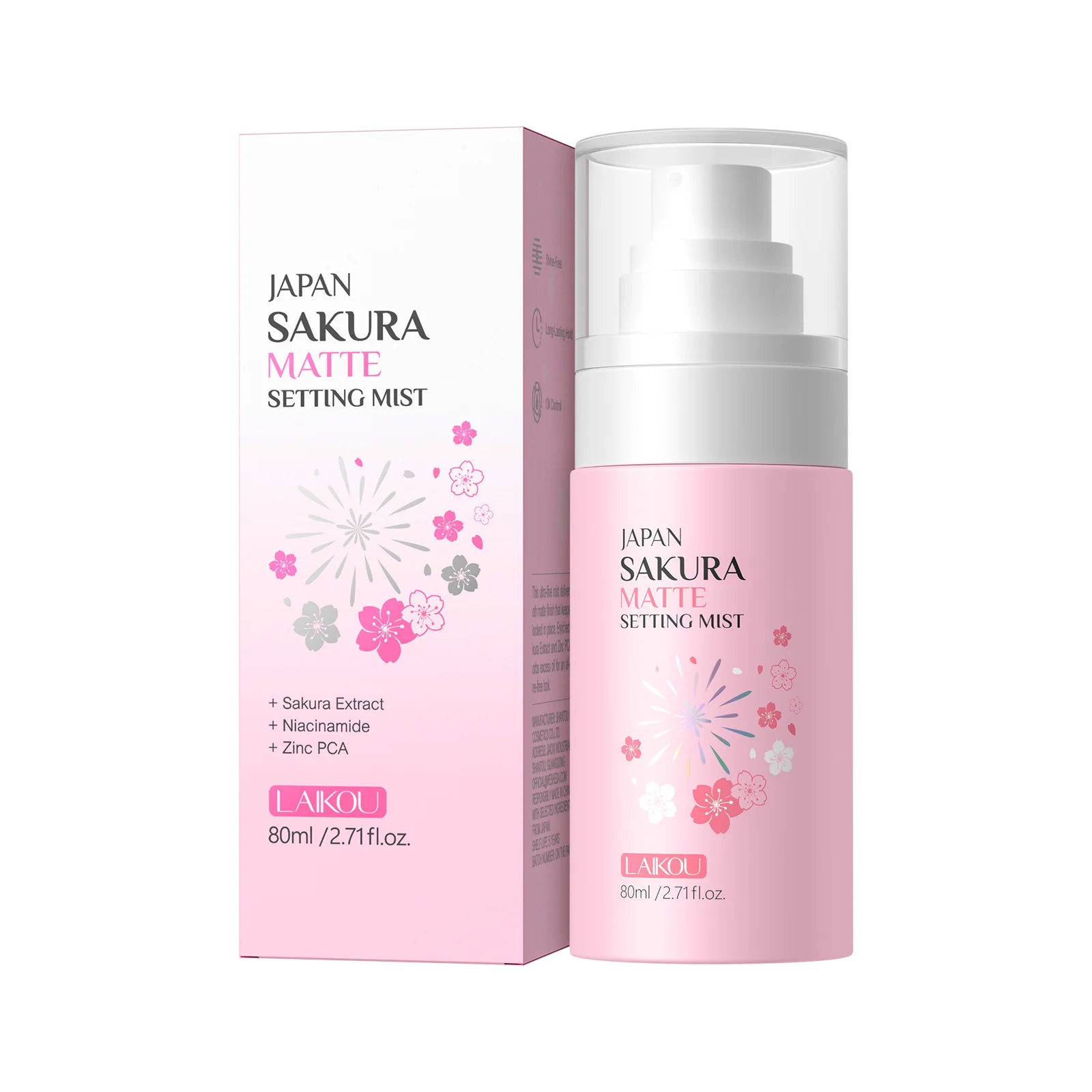 Sakura Makeup Matte Setting Mist Spray For Face Waterproof Long-lasting Oil-free No Separation Refreshing Quick Fixer 80ml