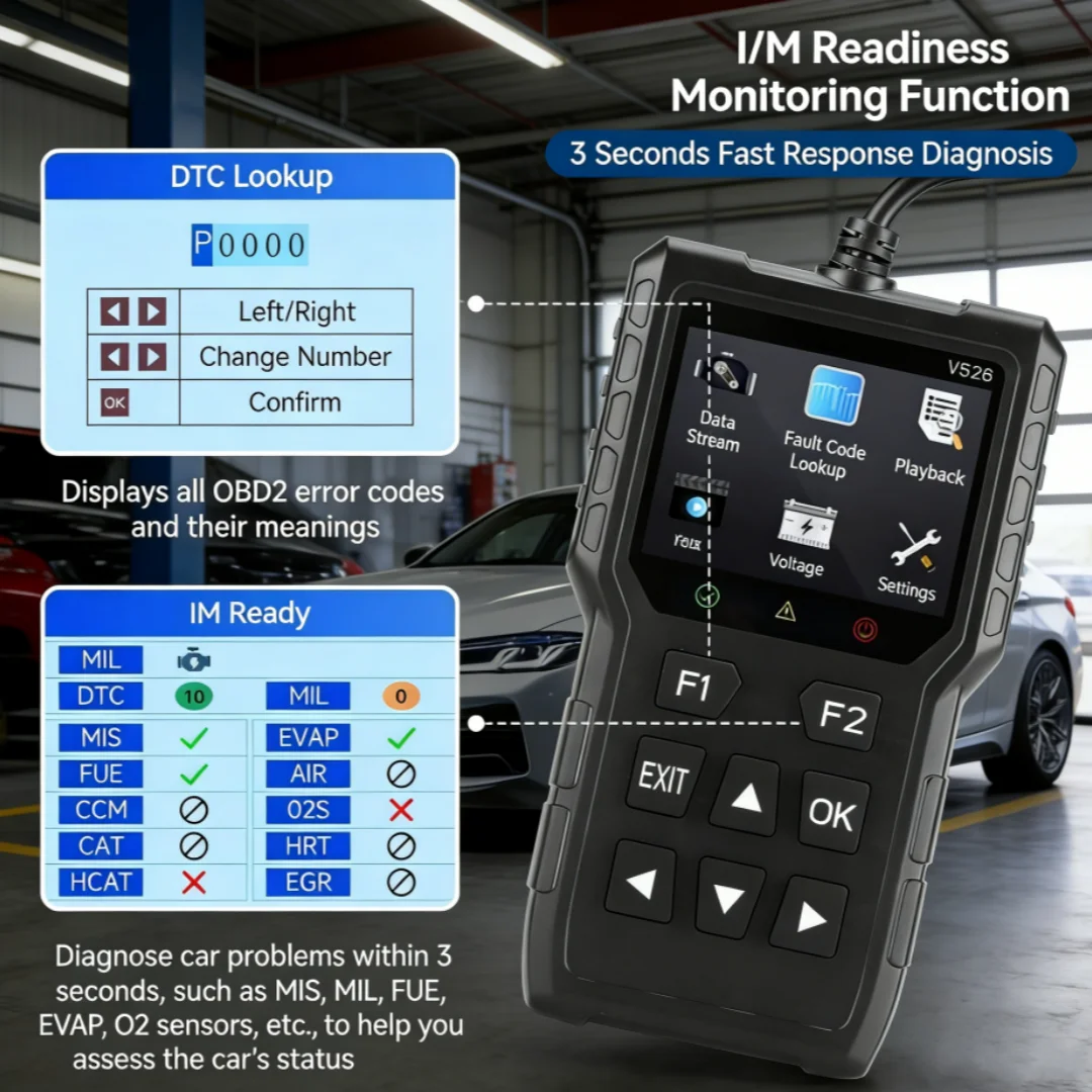 Universal OBD2 Scanner Car Engine Fault Code Reader Check Engine Light Reset Battery Voltage Test Data Stream