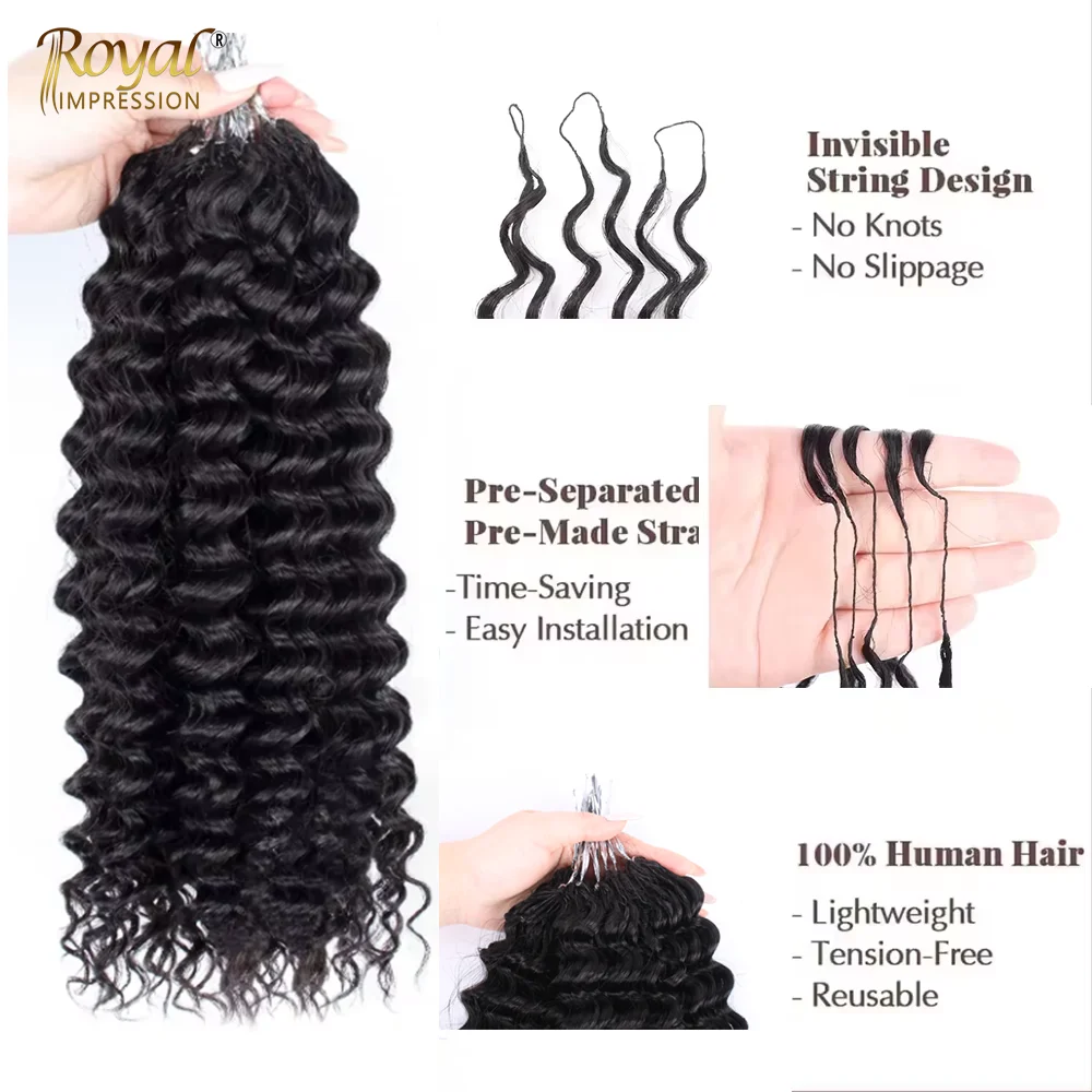 Vorgeteiltes Echthaar in Großpackung zum Flechten, Deep Wave Crochet Echthaar, Knotless Miracle Knots Haarverlängerungen, Boho Braids, unsichtbar, 300g – Detail 7