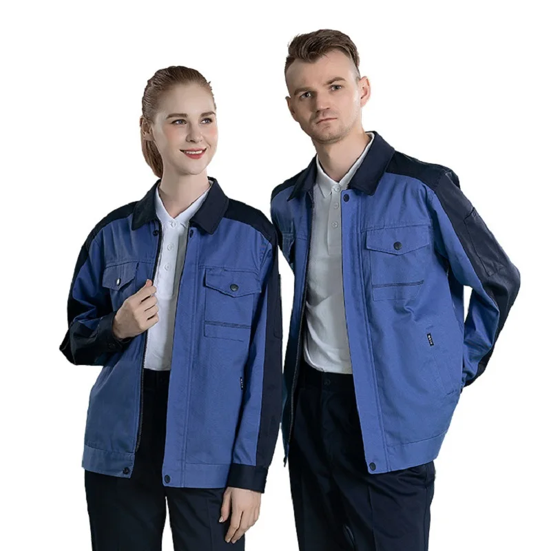 Work Clothing Set Factory Workshop Working Uniforms Durable Wear Resistant Mechanical Worker Coveralls Contrast Color Workwear4x