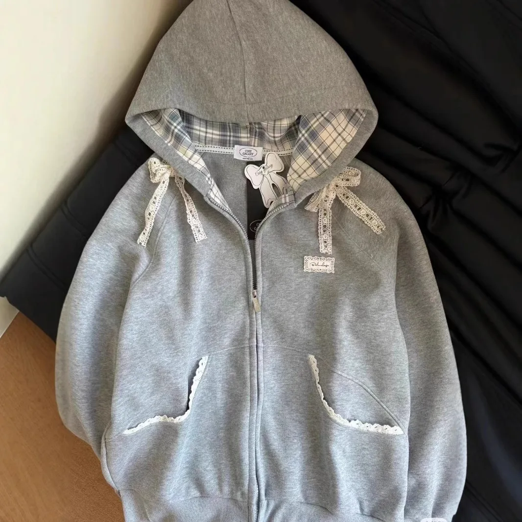 Autumn New Loose Zip Up Hoodie for Women Winter Japan Korean Fashion Harajuku Sweatshirt Oversized Hoodie Jacket Coat Y2k