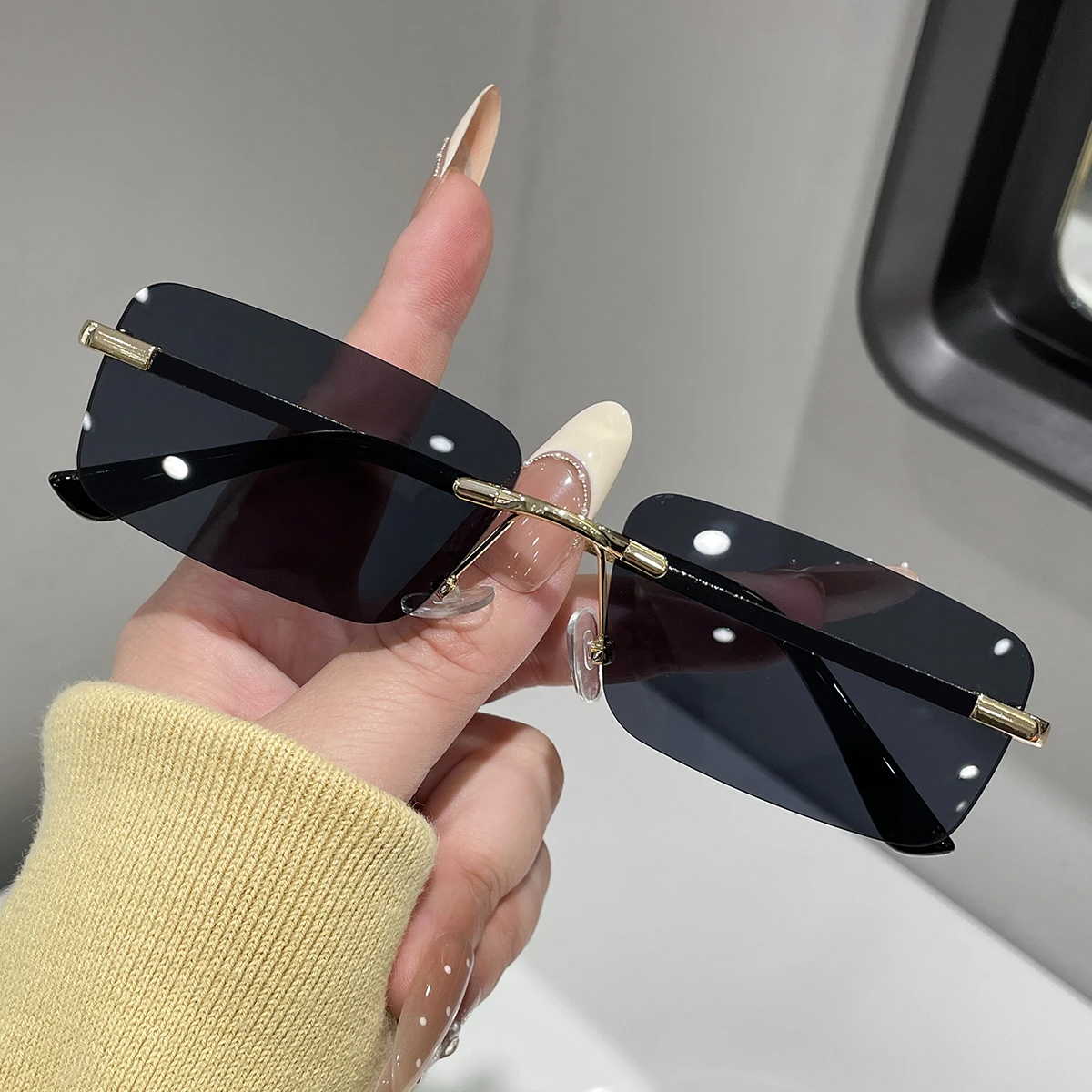 UV400 Simple Rectangular Frame Fashion Glasses Y2K Basic Style Suitable for Daily Commuting