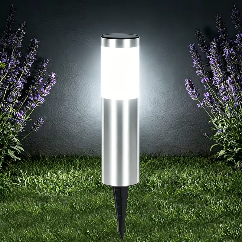 Stainless Steel Solar Garden Path Lights LED Outdoor Waterproof IP65 Solar Powered Landscape Stake Light for Yard Lawn Patio