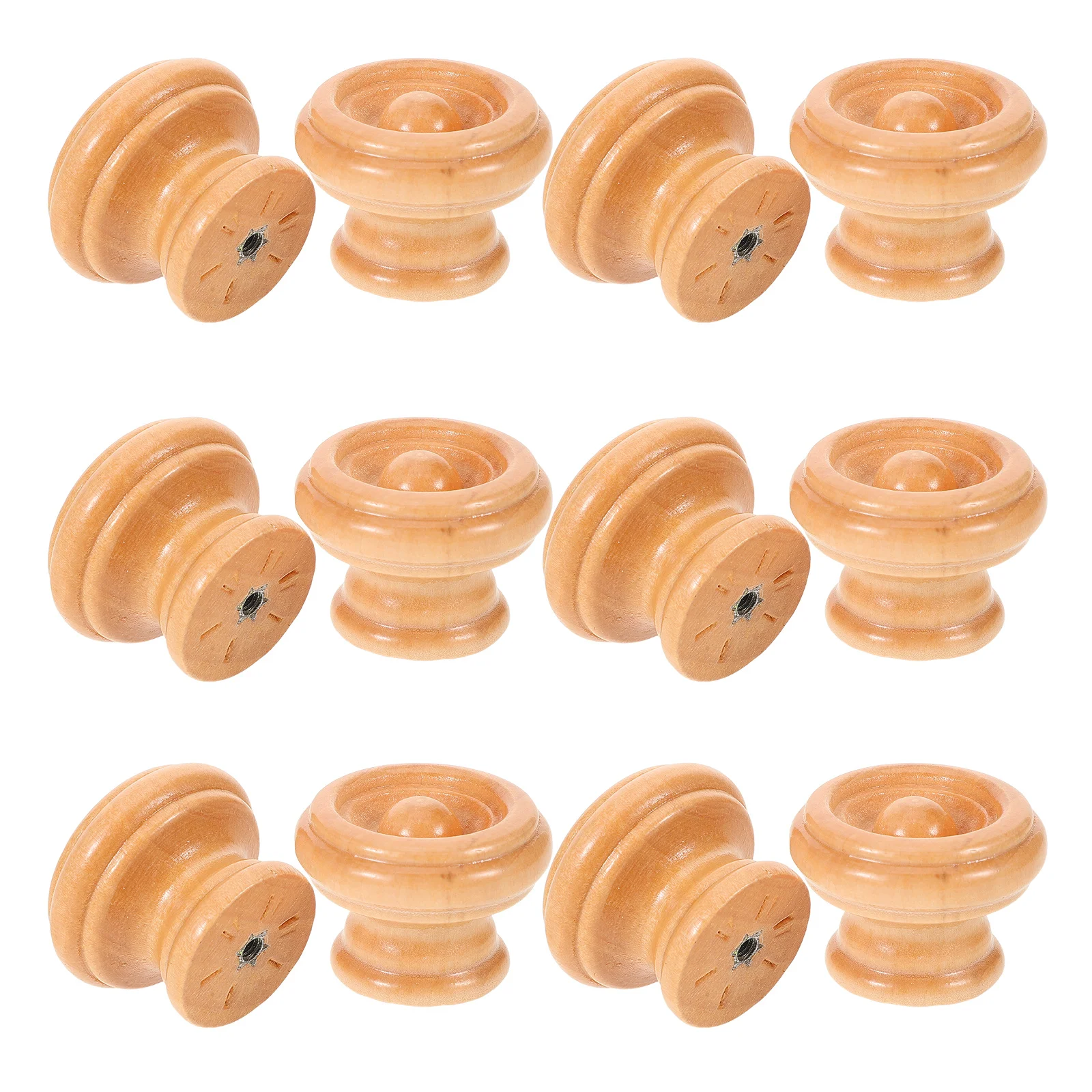 

12Sets Wood Handles Single Hole Round Cabinet Knobs for Drawers Wardrobe Kitchen Bathroom Furniture Pulls Round Cabinet Knobs