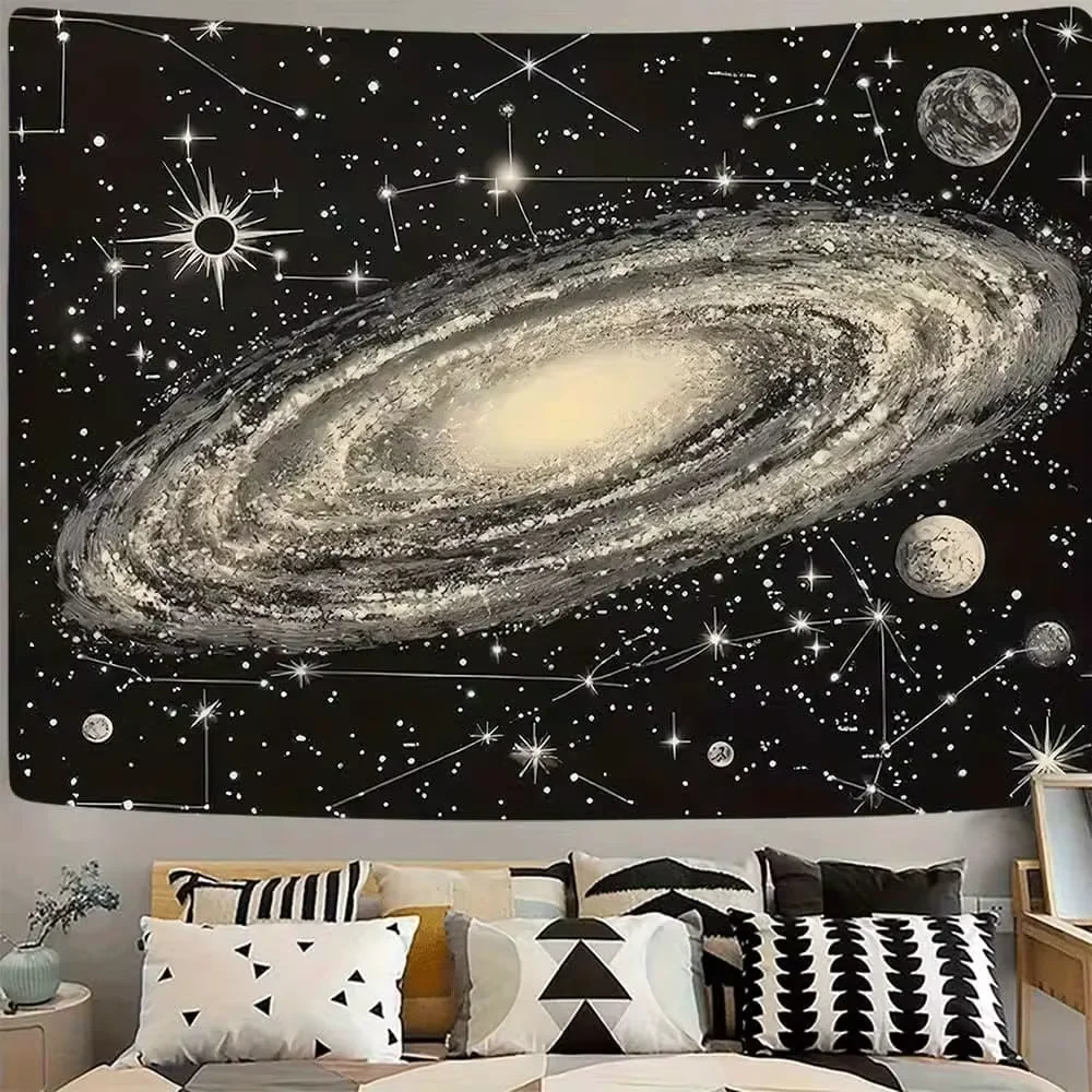 1 Starry Sky Tapestry With Stars And Planets  Lightweight Machine Washable Wall Hanging Suitable For Living Room Bedroom Or Offi