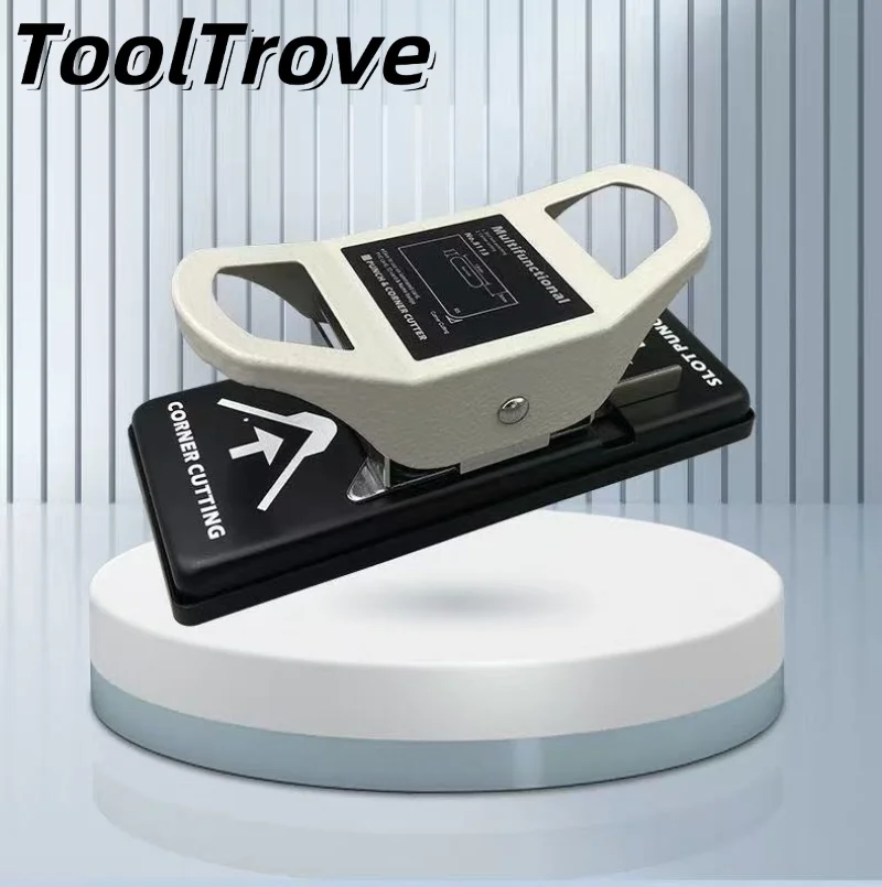 

Настольный дырокол двойного назначения с платформой для позиционирования - R5 для закругленных углов и 3×13 мм для прорезных отверстий, для ПВХ-карт