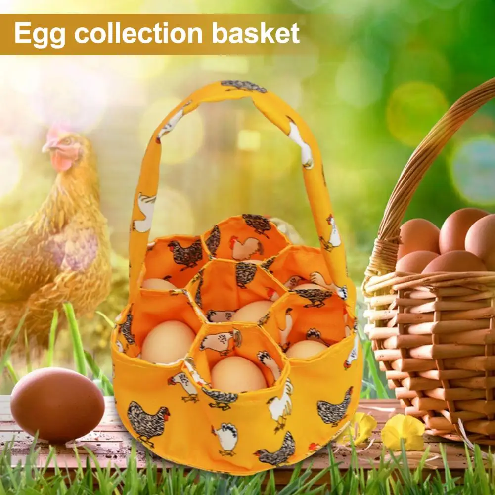 Egg Storage Basket Egg Basket Capacity Egg Collection Basket with Chicken Print Durable Farmhouse Handbag for Easy Egg Pick-up