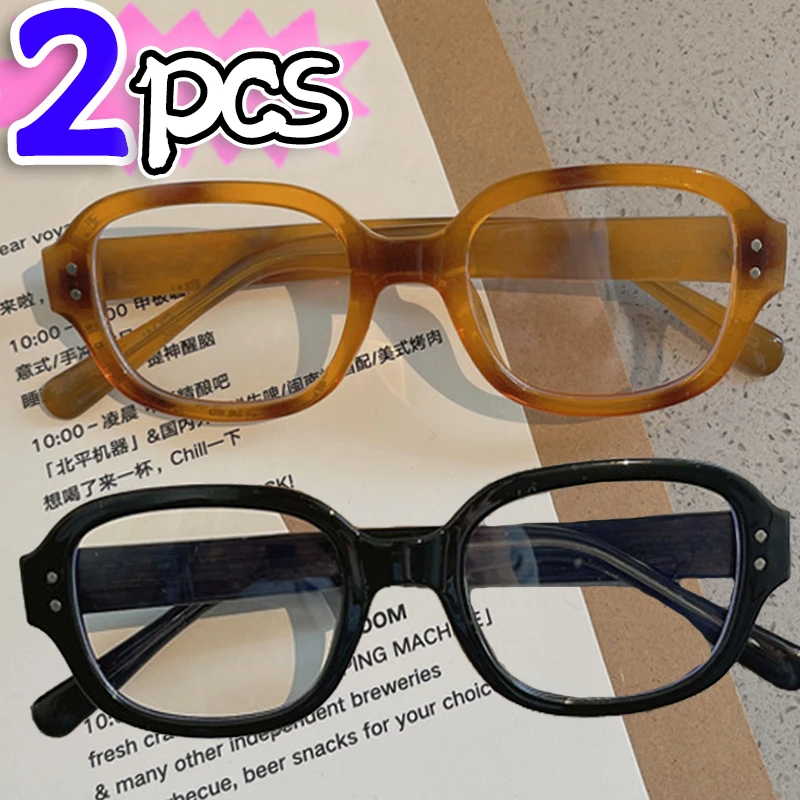 1/2 Uds. Gafas cuadradas pequeñas Vintage para niñas Y2K para mujeres gafas con montura de té transparente gafas de lectura decorativas de moda