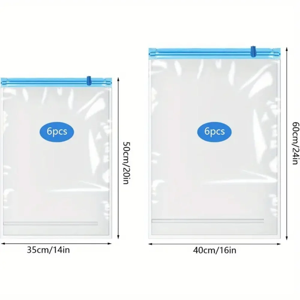 Paquete de 12 bolsas de compresión de viaje, bolsas de vacío medianas de 40x60cm + 35x50cm para viajes, bolsas para ahorrar espacio, maletas, accesorios de viaje